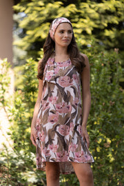Loose sleeveless dress - floral print