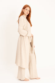 Szlafrok midi z ciepłej, drapanej dzianiny bawełnianej