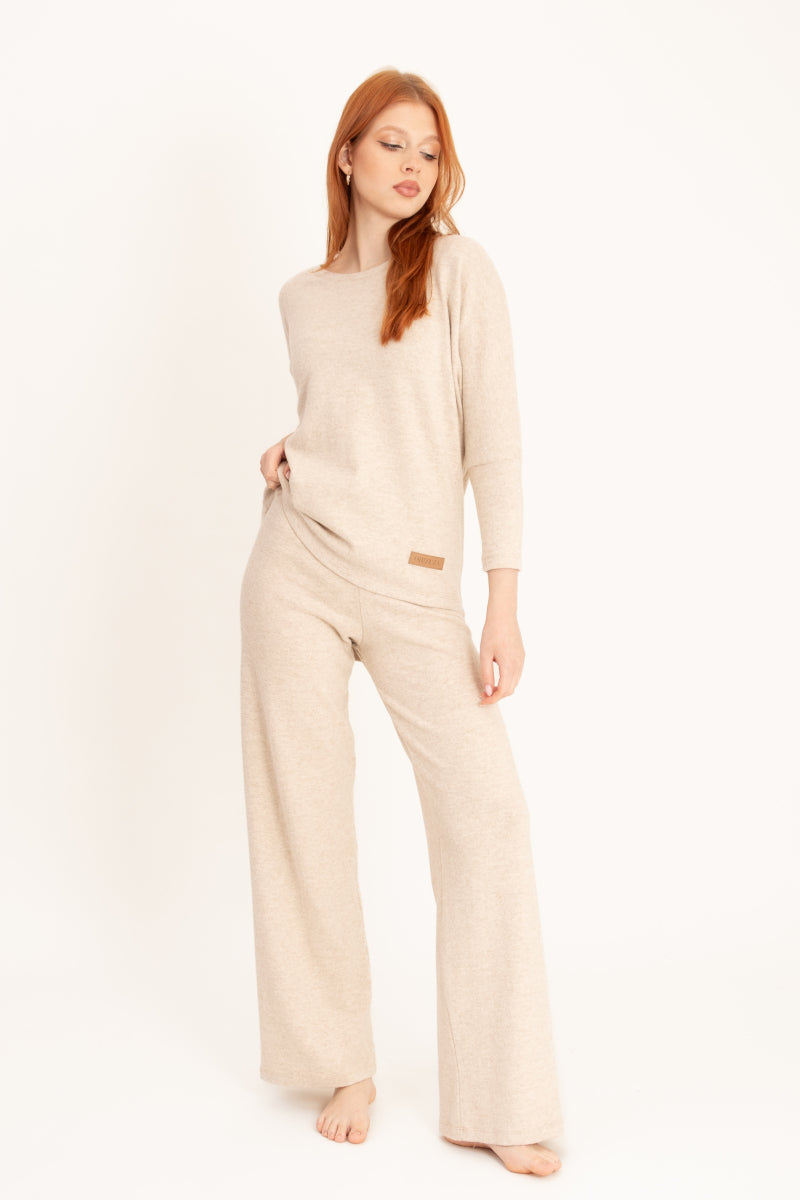 Ciepła piżama z drapanej dzianiny bawełnianej_4