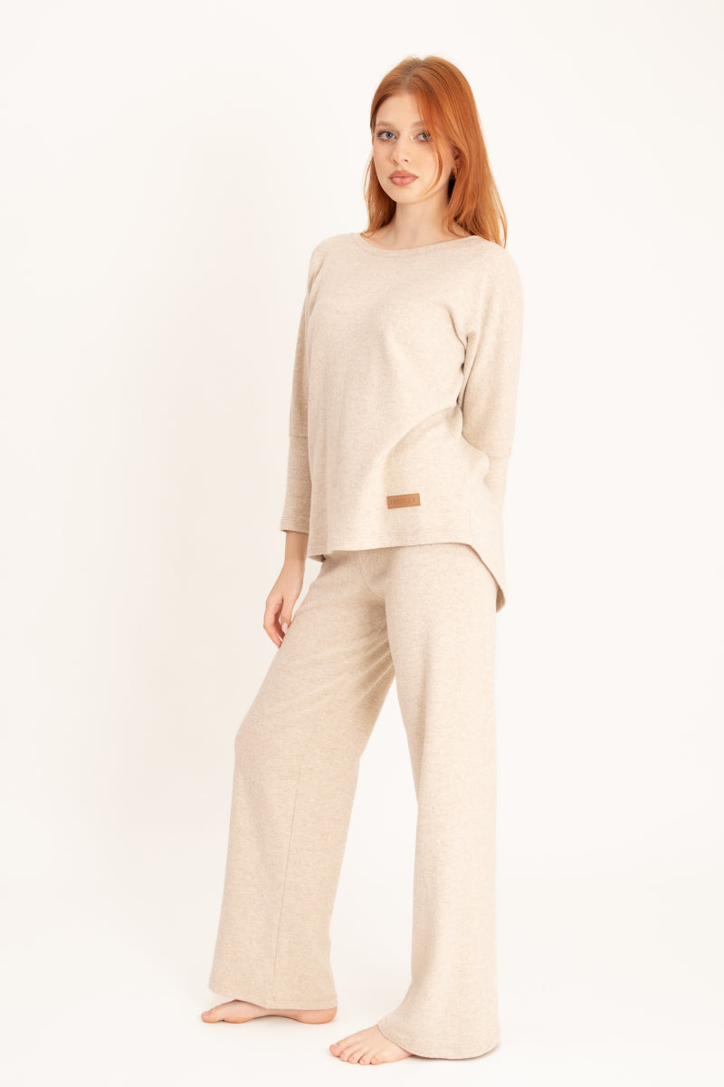 Ciepła piżama z drapanej dzianiny bawełnianej_7