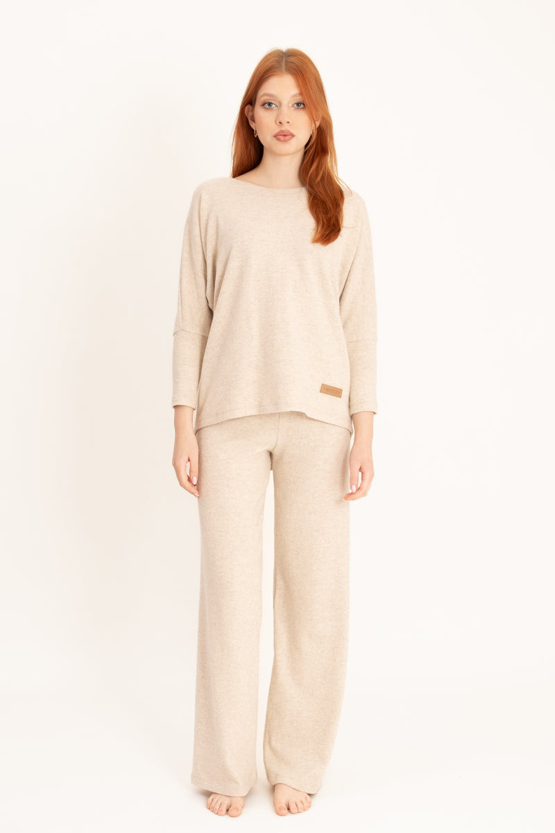 Ciepła piżama z drapanej dzianiny bawełnianej_6