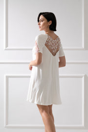 Florelle Loose Short Sleeve Nightgown – Cream