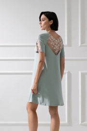 Florelle Loose Short Sleeve Nightgown – Sage