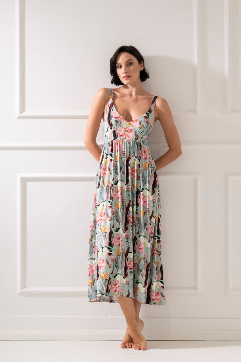 Wildflower Strapless Midi Dress – Floral Print