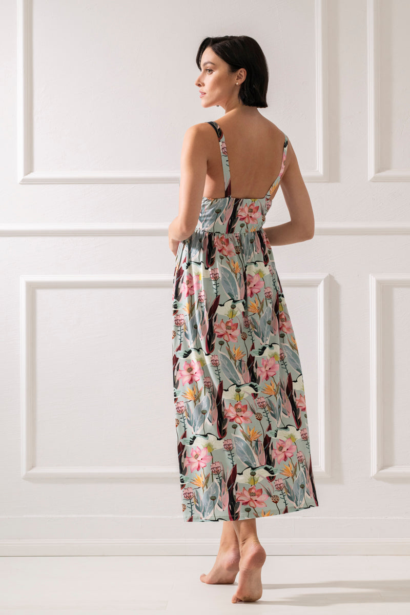 Wildflower Strapless Midi Dress – Floral Print