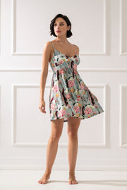 Wildflower mini dress with narrow straps – floral print