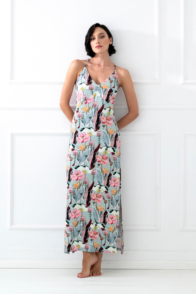 Wildflower long strap dress – floral print