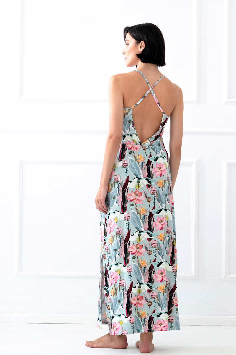 Wildflower long strap dress – floral print