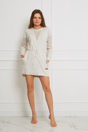 Loungewear viscose mesh blouse – beige melange