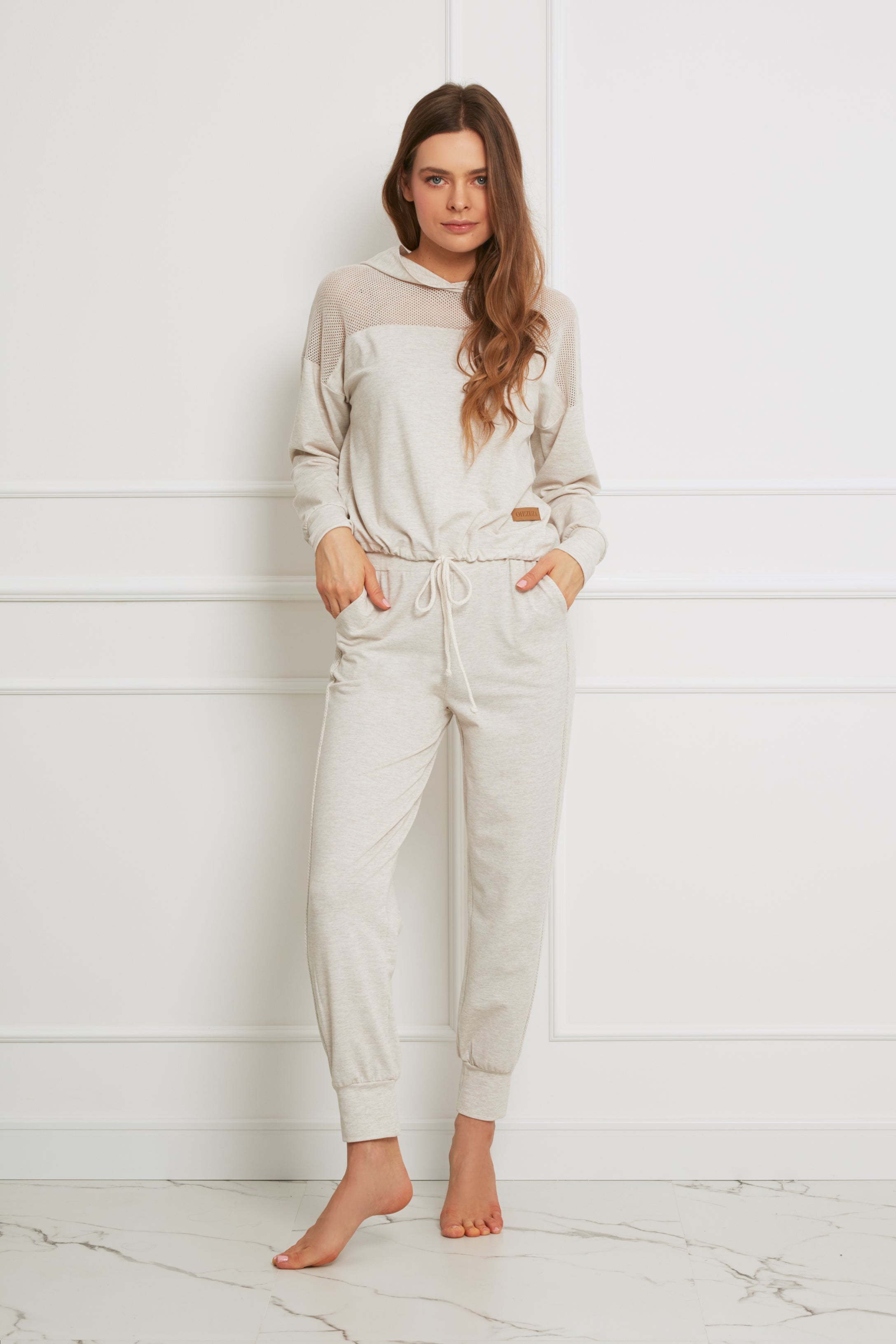 Loungewear viscose homewear trousers – beige melange