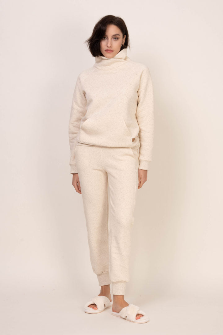 Ciepłe spodnie z bawełny organicznej – jasny melanż_6