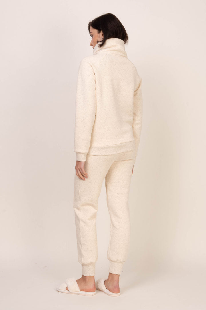 Ciepłe spodnie z bawełny organicznej – jasny melanż_3