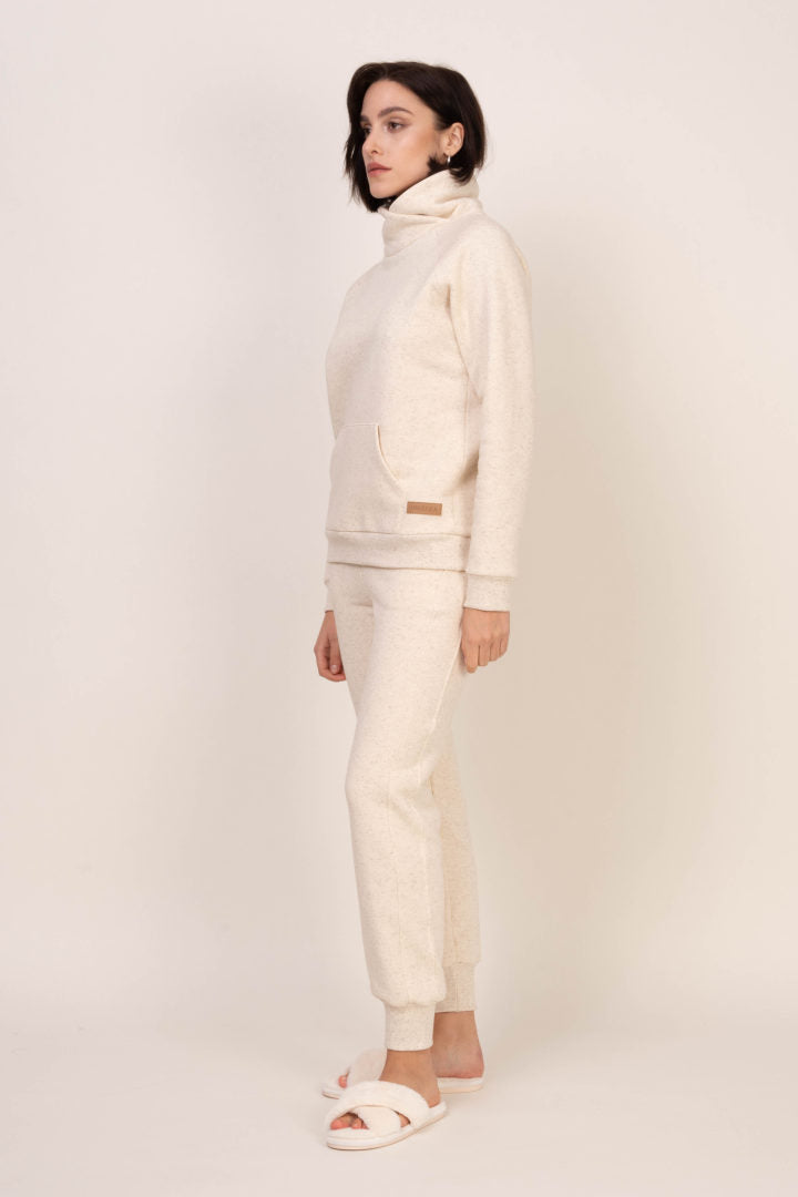 Ciepłe spodnie z bawełny organicznej – jasny melanż_5