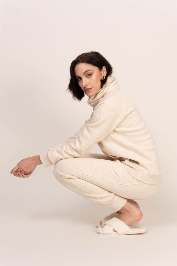 Ciepła bluza z wywijanym kołnierzem – jasny melanż_7