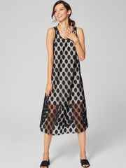 Double-layer polka dot dress - black