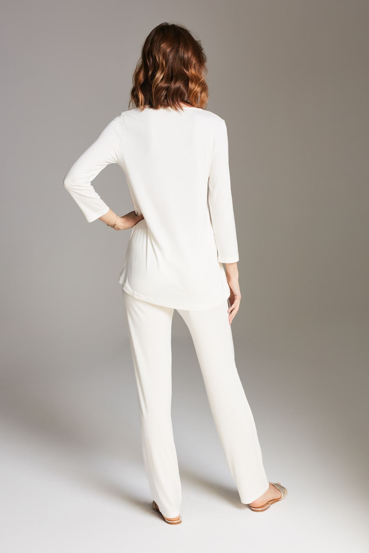 Pyjama mit 3/4-Ärmeln und Sternen – Creme