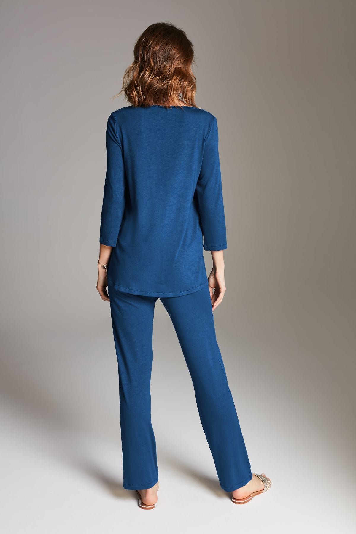 Sterne 3/4 Ärmel Pyjama Set – Dunkelblau