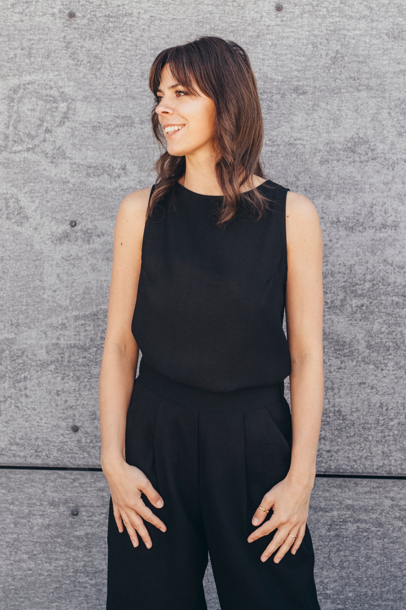 Echo viscose top with wide straps - black