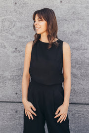 Echo viscose top with wide straps - black