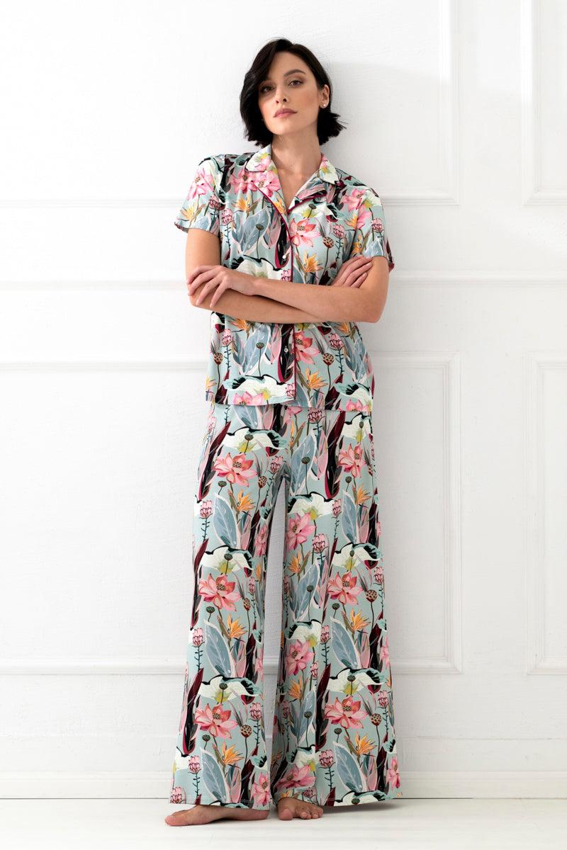 Botanica women's pajamas with buttons - floral print