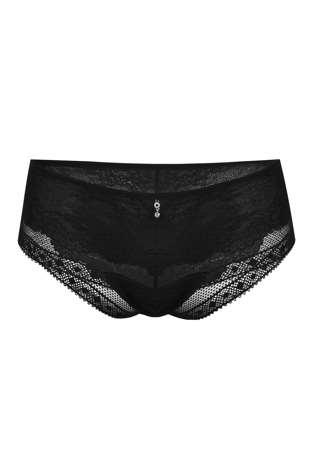 Diary koronkowe figi z biżuteryjną przywieszką – czarne_4