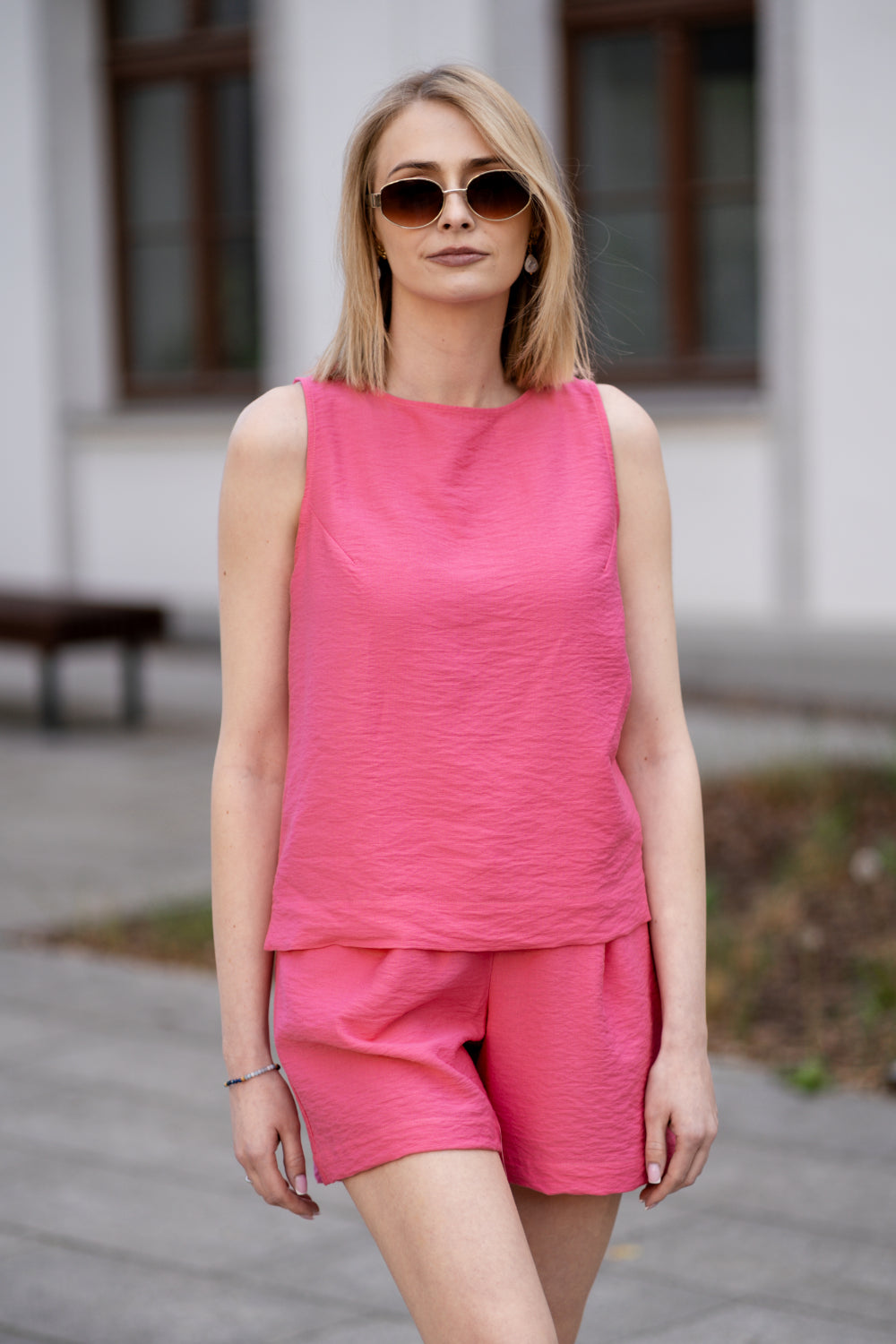 Echo wiskozowe szorty z kieszeniami - malinowe_8