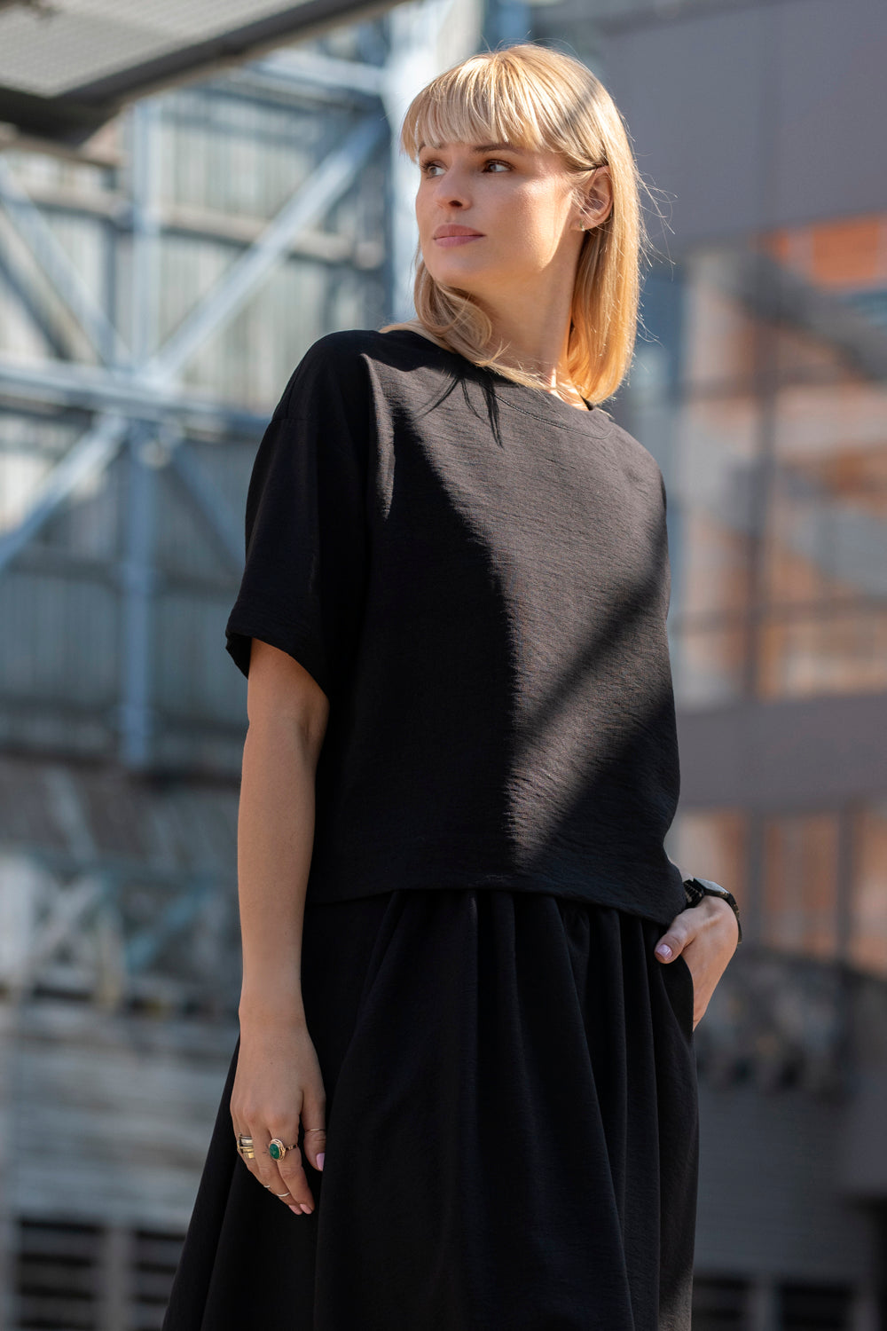 Echo – t-shirt oversize – czarny