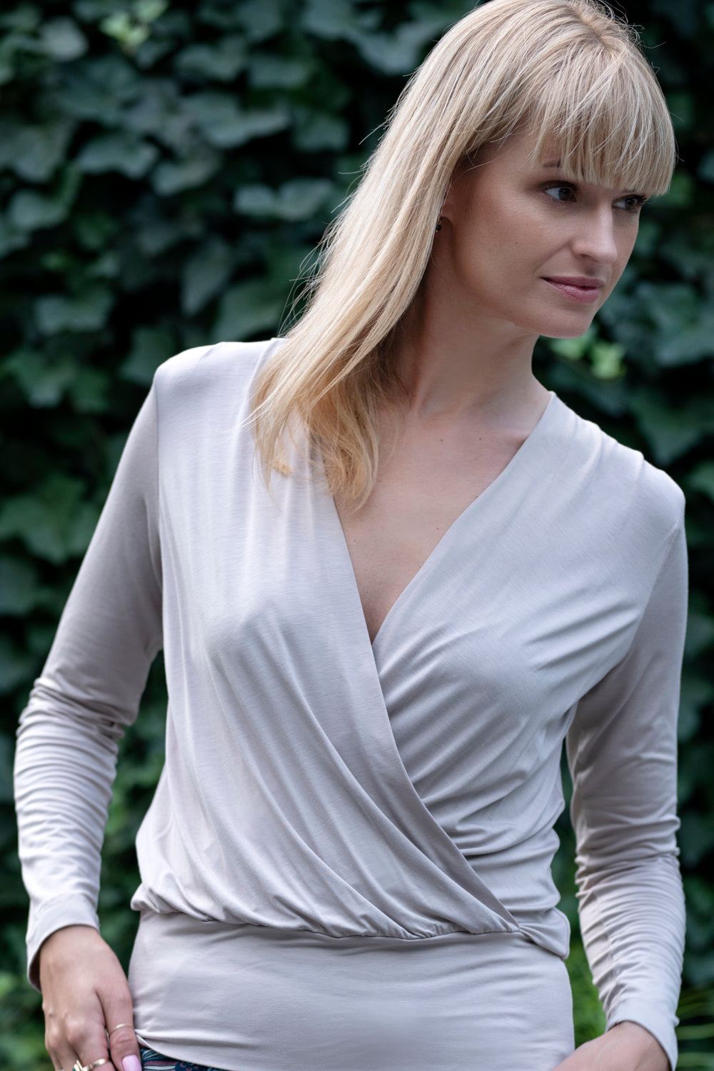 Echo Viscose Wrap Blouse – Almond Milk