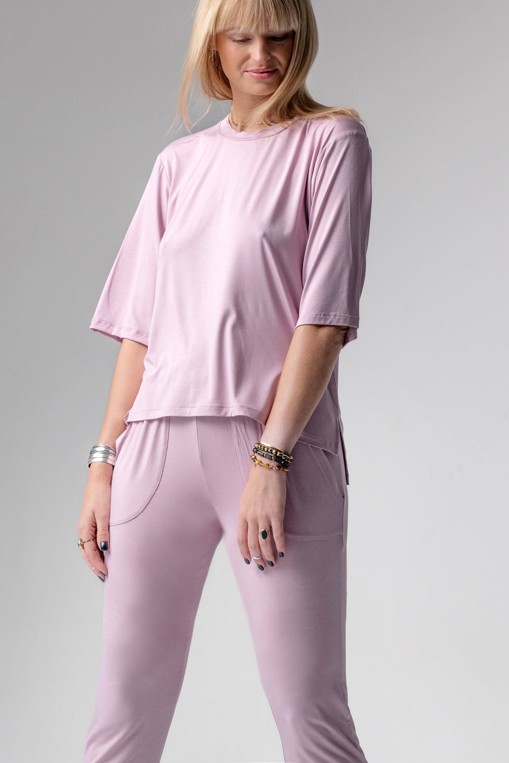 Jackie piżama loungewear z prostymi spodniami – lila
