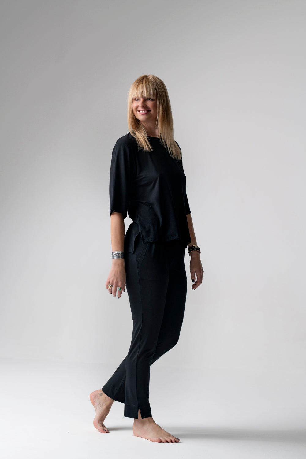 Jackie piżama loungewear z prostymi spodniami – czarna