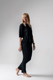 Jackie piżama loungewear z prostymi spodniami – czarna