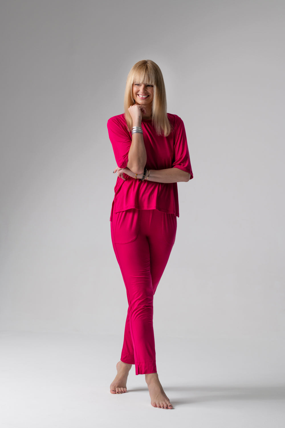 Jackie piżama loungewear z prostymi spodniami – rubinowa_5