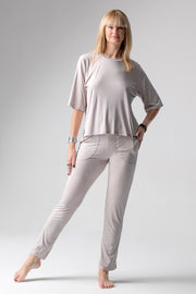 Jackie piżama loungewear z prostymi spodniami – mleko migdałowe