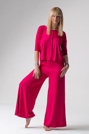 Jackie piżama loungewear z szerokimi spodniami – rubinowa