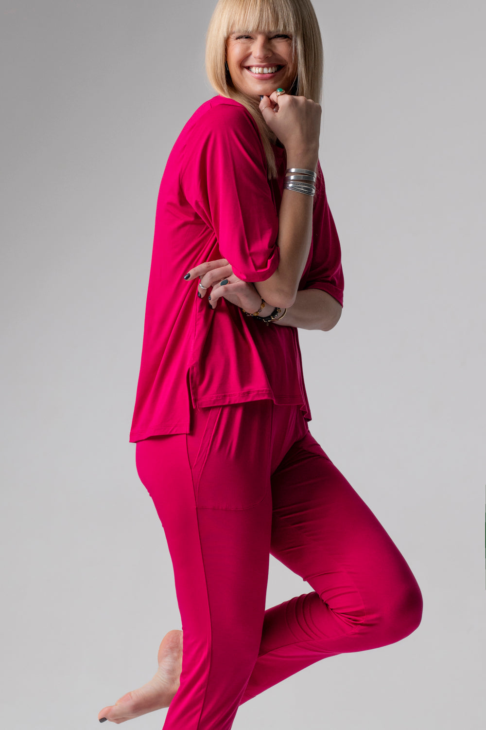 Jackie piżama loungewear z prostymi spodniami – rubinowa_6