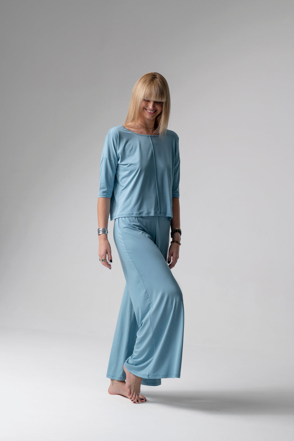 Jackie piżama loungewear z szerokimi spodniami – woda_6