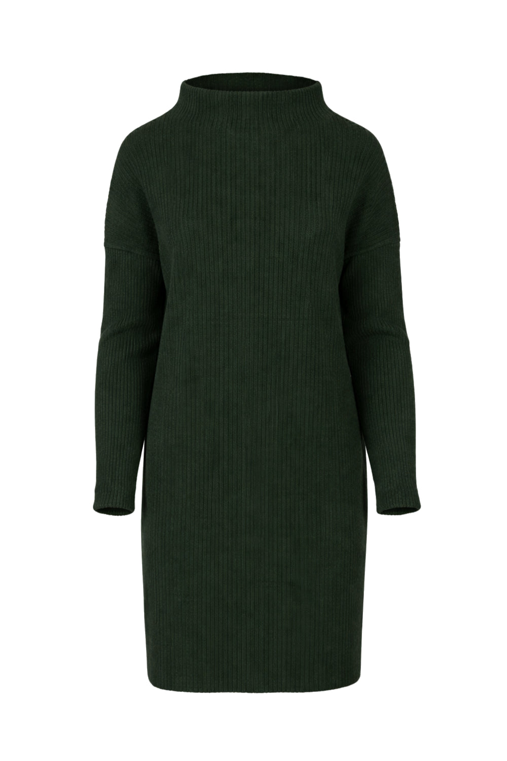 Krótka sukienka z prążkowanej dzianiny – leśna zieleń_5