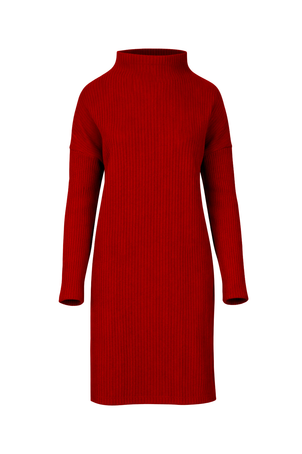 Krótka sukienka z prążkowanej dzianiny – czerwona_2