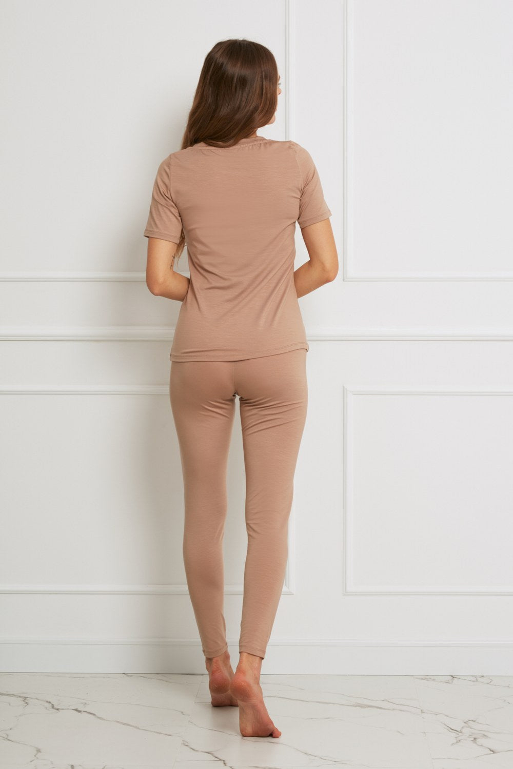 Loungewear legginsy z Tencelu - camel_3