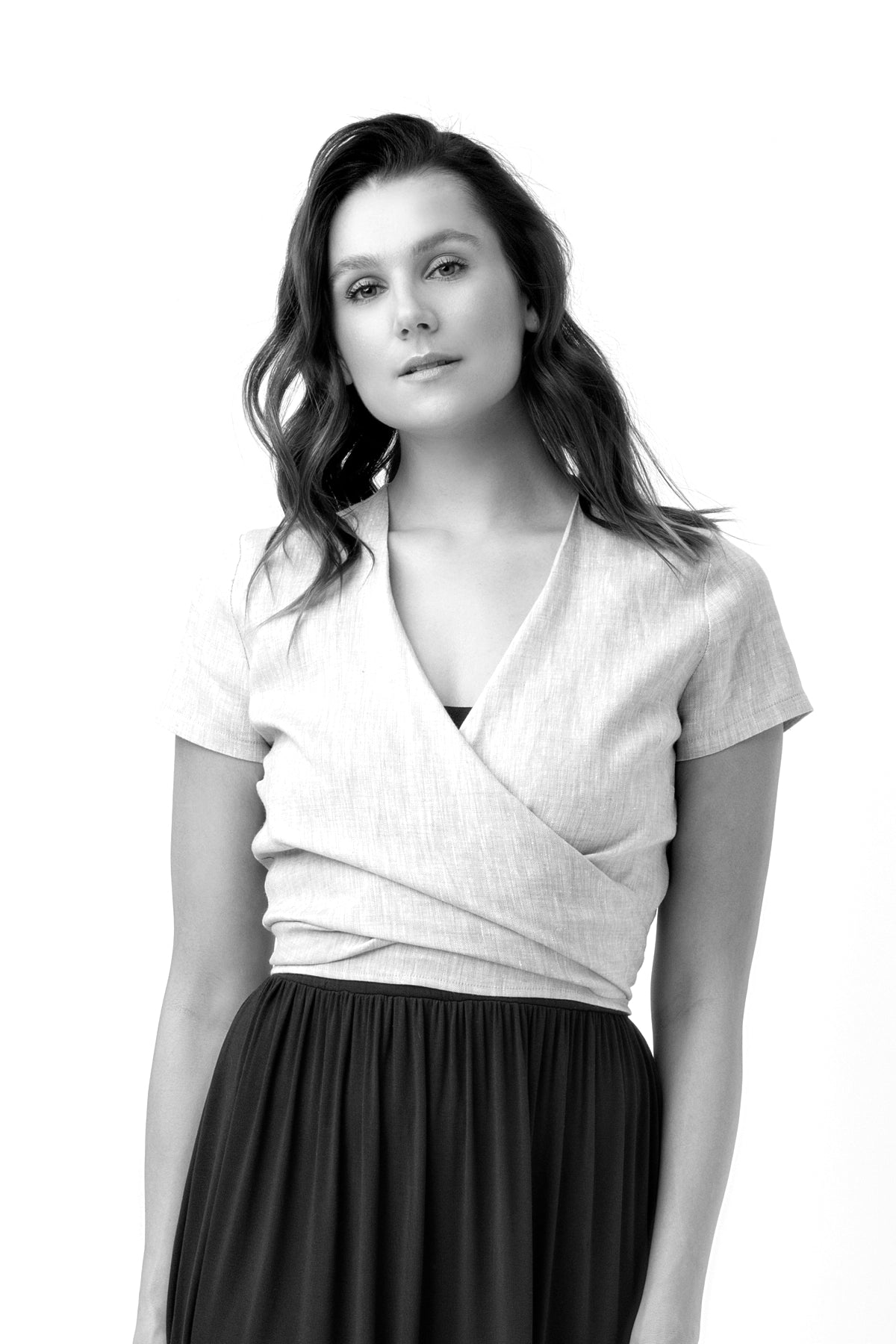 Linen tied bolero - white