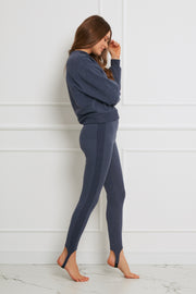 Loungewear leggings with heels – denim melange