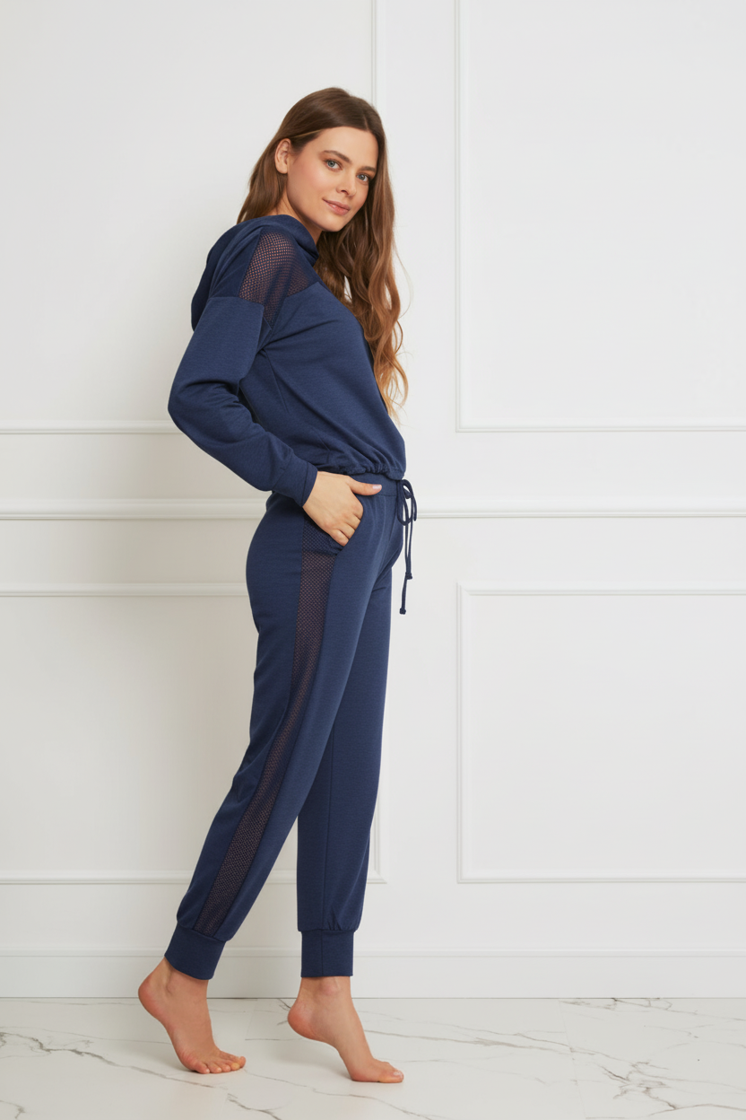 Loungewear lekka bluza z kapturem – ciemny jeans_3