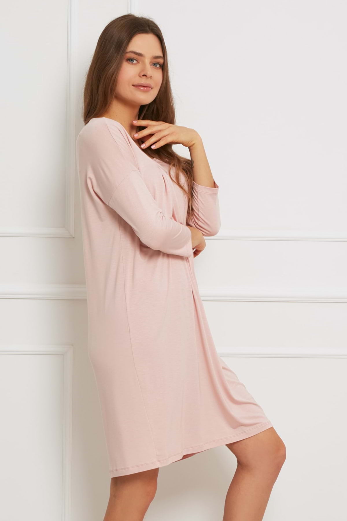 Loungewear viscose loose dress – dirty pink