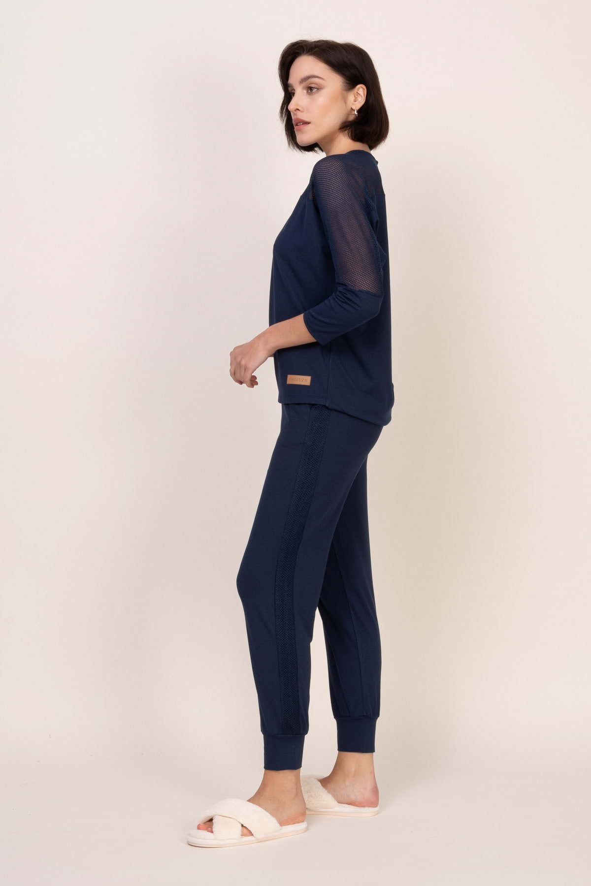 Loungewear viscose homewear trousers – dark denim