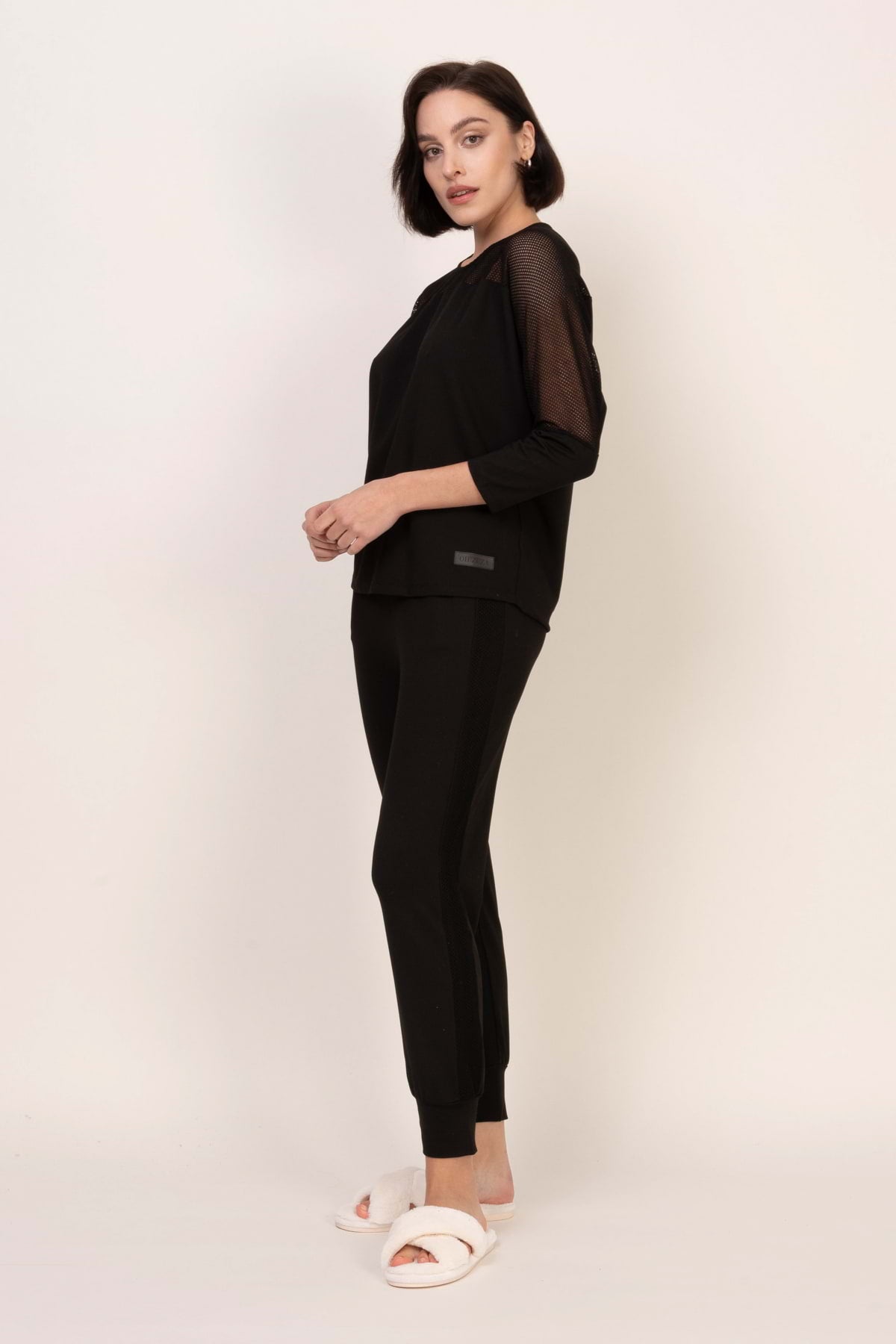 Loungewear viscose homewear trousers – black