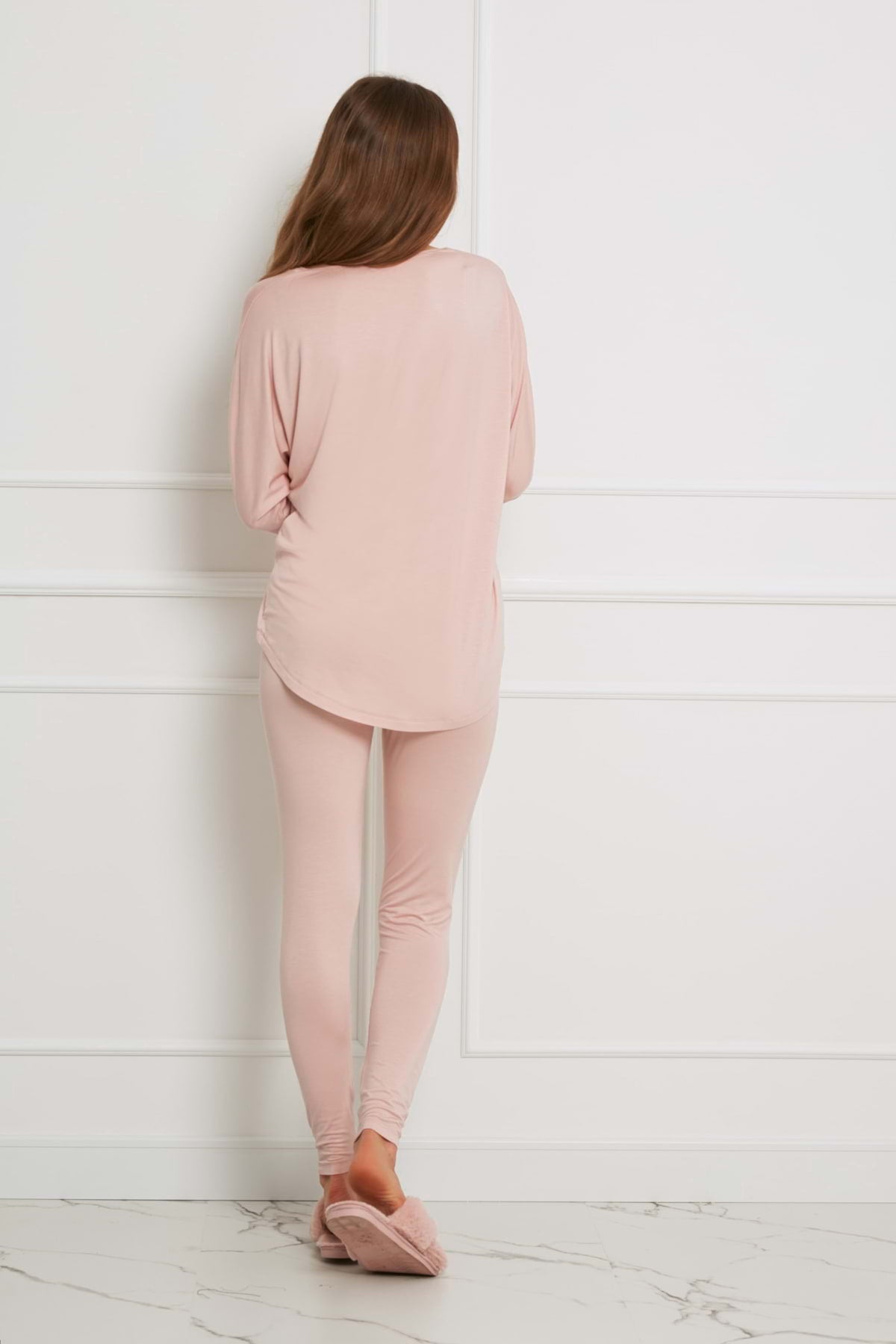 Loungewear viscose leggings set – dirty pink