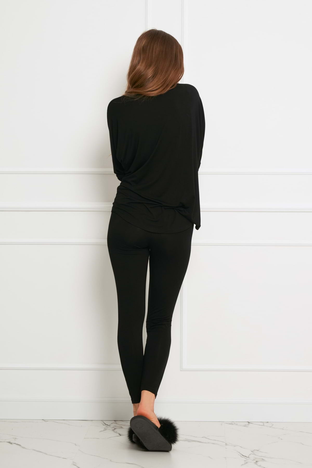 Loungewear viscose leggings set – black