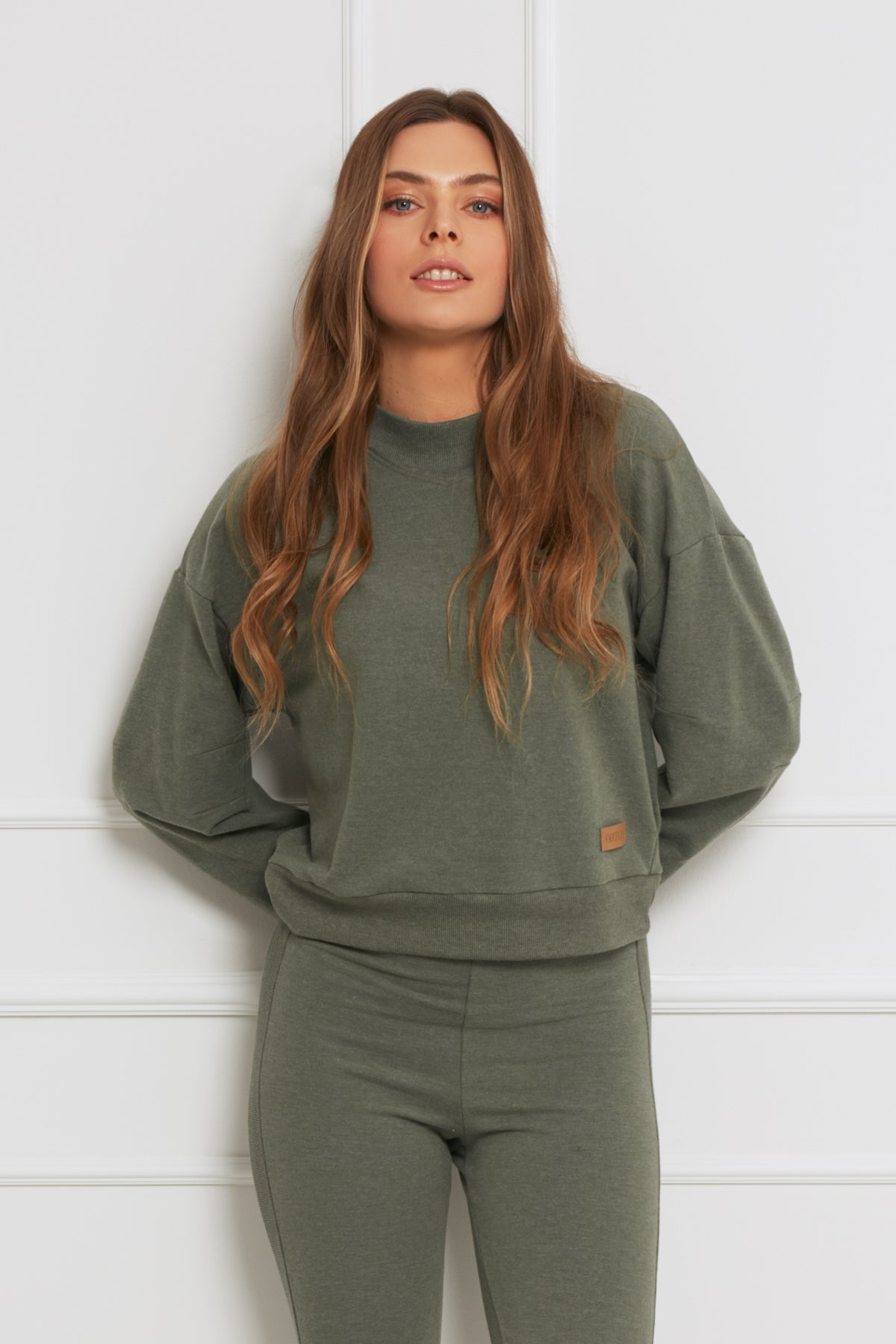 Loungewear Cropped Sweatshirt – Melange Green