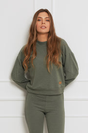 Loungewear Cropped Sweatshirt – Melange Green