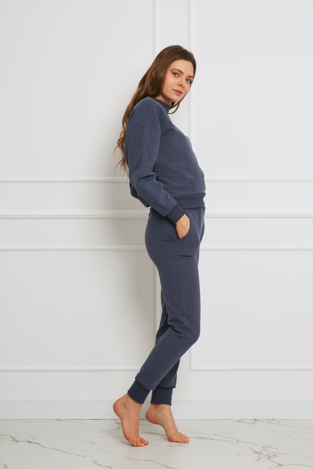 Loungewear sweatpants – denim melange
